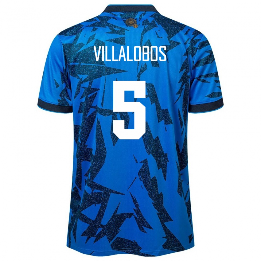 Homme Maillot Salvador Kristian Villalobos #5 Bleu Tenues Domicile 24-26 T-Shirt Belgique
