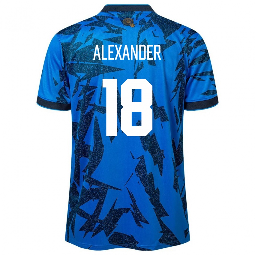 Homme Maillot Salvador Alexander Aguilar #18 Bleu Tenues Domicile 24-26 T-Shirt Belgique