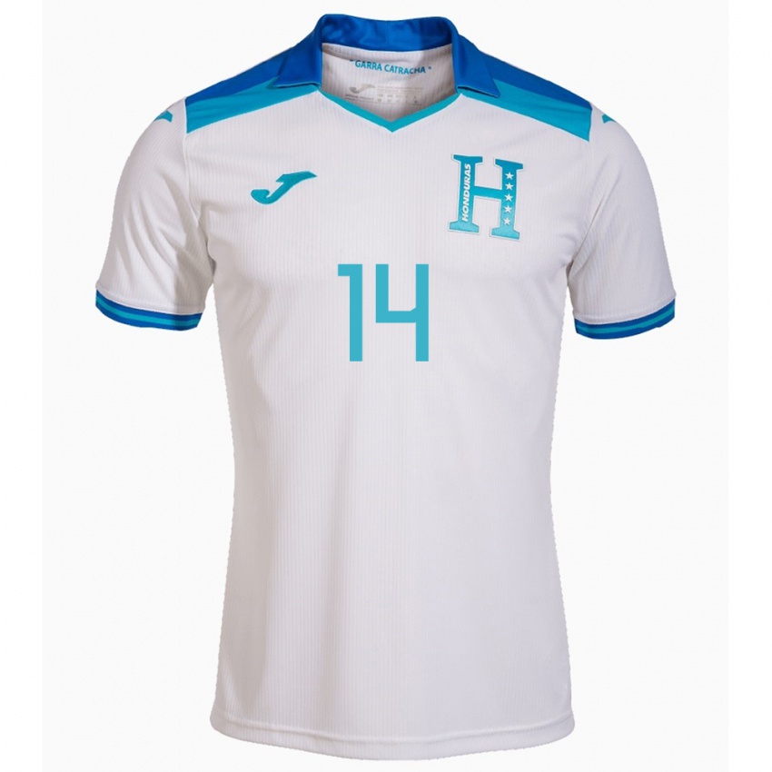 Herren Honduras Carlos Argueta #14 Weiß Heimtrikot Trikot 24-26 T-Shirt Belgien