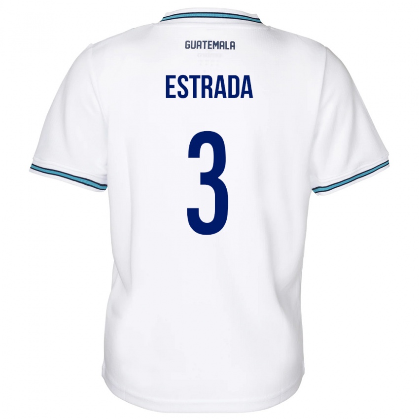 Herren Guatemala Carlos Estrada #3 Weiß Heimtrikot Trikot 24-26 T-Shirt Belgien