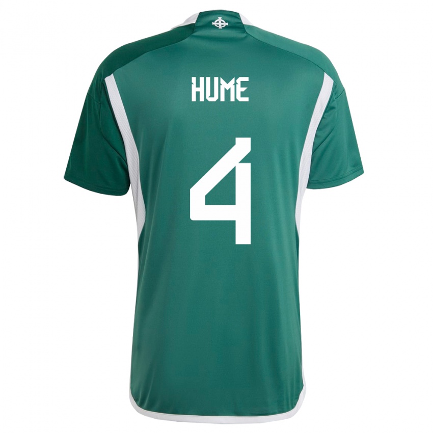 Herren Nordirland Trai Hume #4 Grün Heimtrikot Trikot 24-26 T-Shirt Belgien