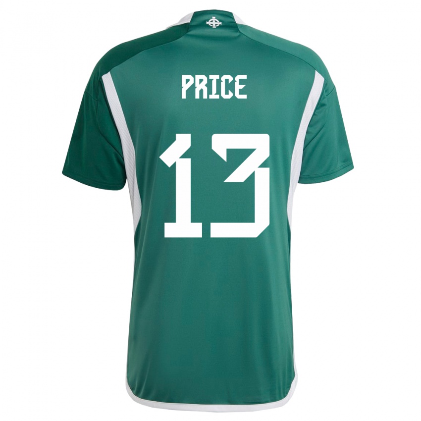 Herren Nordirland Isaac Price #13 Grün Heimtrikot Trikot 24-26 T-Shirt Belgien