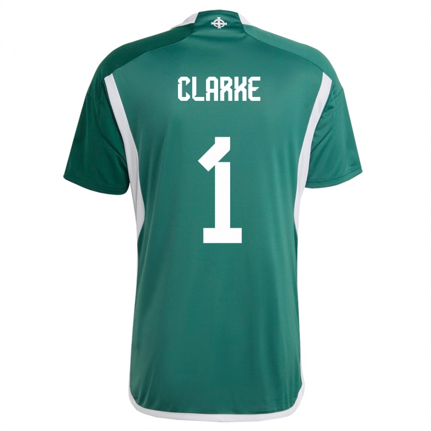 Herren Nordirland Josh Clarke #1 Grün Heimtrikot Trikot 24-26 T-Shirt Belgien