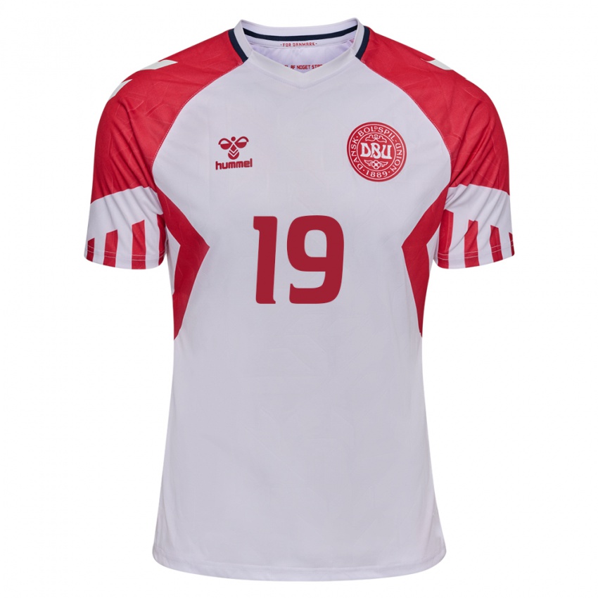 Herren Dänische Albert Gronbaek #19 Weiß Auswärtstrikot Trikot 24-26 T-Shirt Belgien