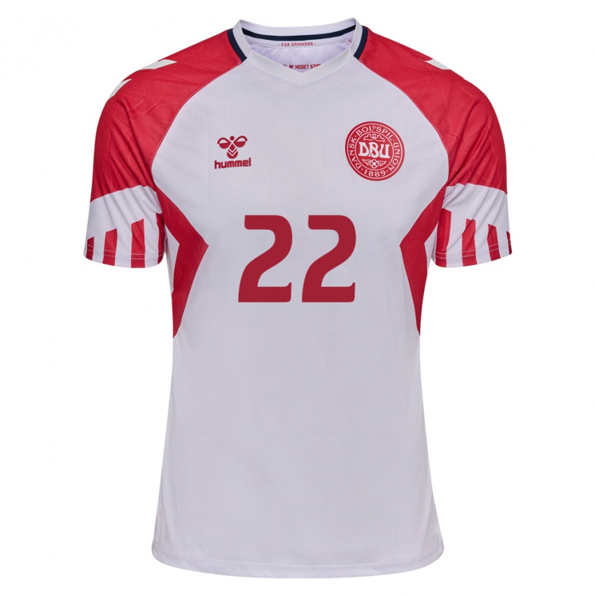 Herren Dänische Maja Bay Ostergaard #22 Weiß Auswärtstrikot Trikot 24-26 T-Shirt Belgien