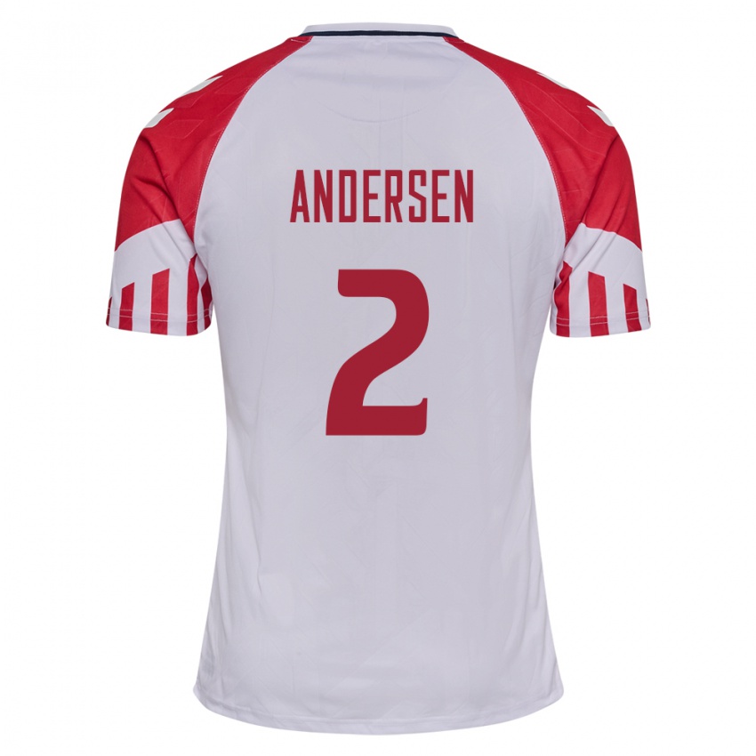 Herren Dänische Joachim Andersen #2 Weiß Auswärtstrikot Trikot 24-26 T-Shirt Belgien