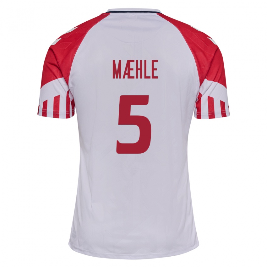 Herren Dänische Joakim Maehle #5 Weiß Auswärtstrikot Trikot 24-26 T-Shirt Belgien
