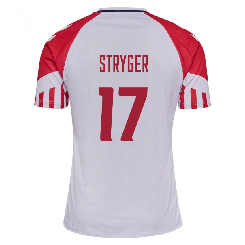 Herren Dänische Jens Stryger Larsen #17 Weiß Auswärtstrikot Trikot 24-26 T-Shirt Belgien