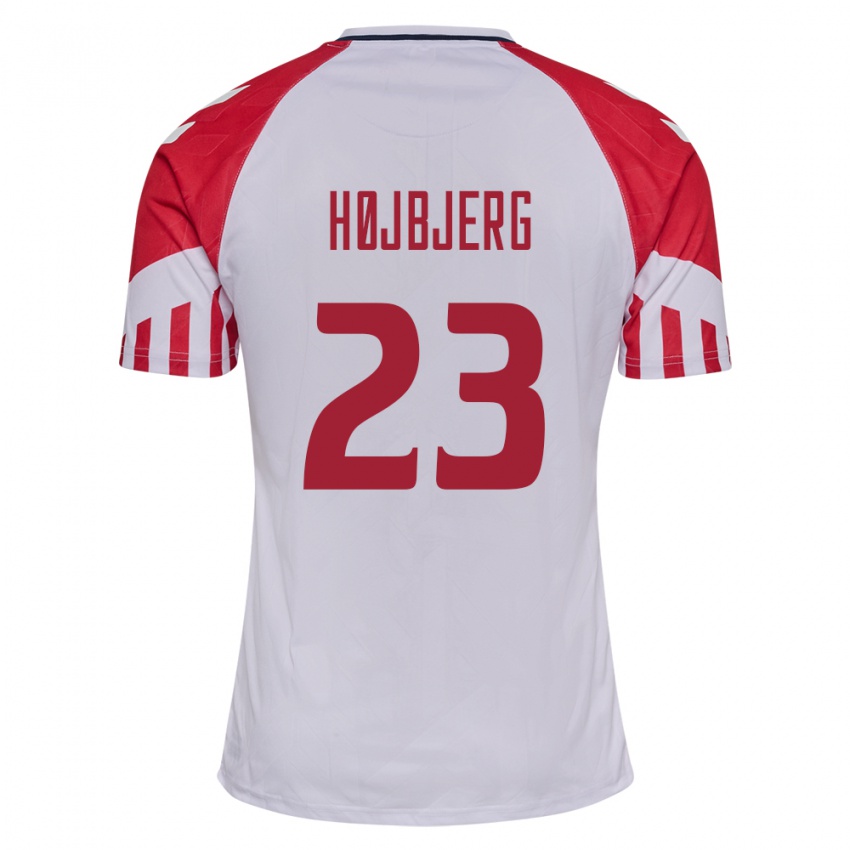 Herren Dänische Pierre Emile Hojbjerg #23 Weiß Auswärtstrikot Trikot 24-26 T-Shirt Belgien
