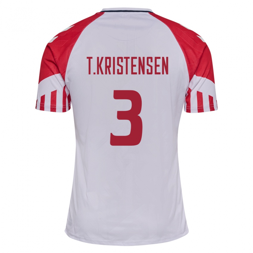 Herren Dänische Thomas Kristensen #3 Weiß Auswärtstrikot Trikot 24-26 T-Shirt Belgien