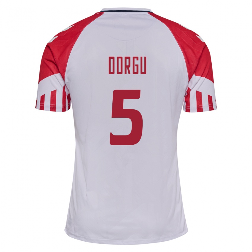 Herren Dänische Patrick Dorgu #5 Weiß Auswärtstrikot Trikot 24-26 T-Shirt Belgien