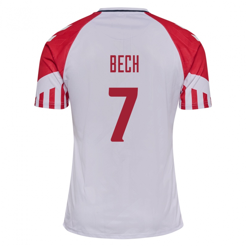 Herren Dänische Tobias Bech #7 Weiß Auswärtstrikot Trikot 24-26 T-Shirt Belgien
