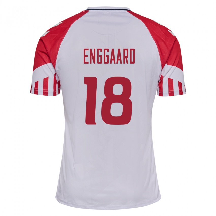 Herren Dänische Mads Enggaard #18 Weiß Auswärtstrikot Trikot 24-26 T-Shirt Belgien