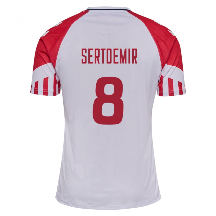 Herren Dänische Zidan Sertdemir #8 Weiß Auswärtstrikot Trikot 24-26 T-Shirt Belgien