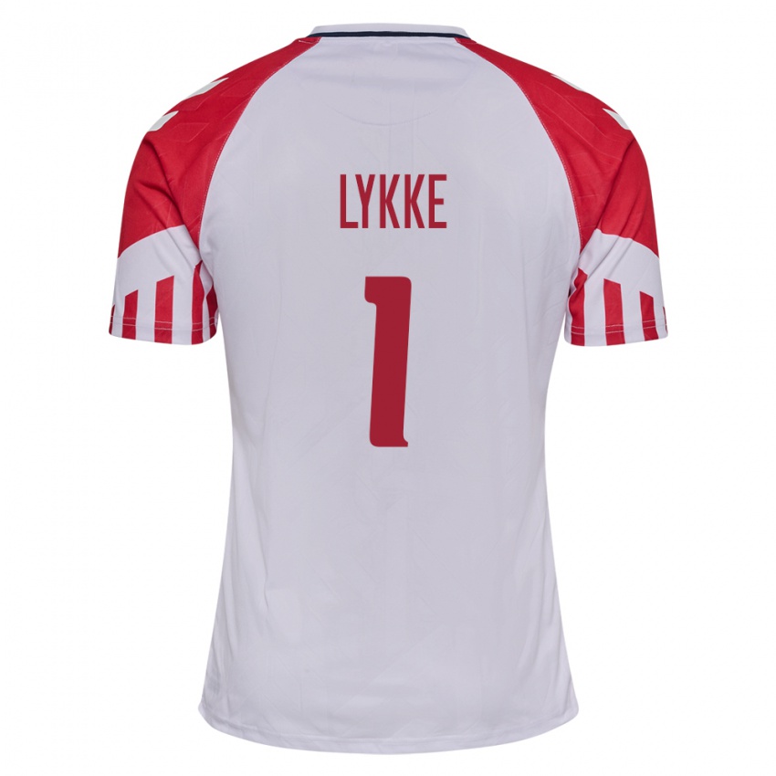 Herren Dänische William Lykke #1 Weiß Auswärtstrikot Trikot 24-26 T-Shirt Belgien