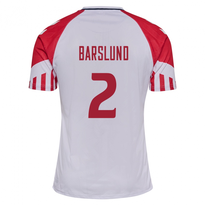 Herren Dänische Kaare Barslund #2 Weiß Auswärtstrikot Trikot 24-26 T-Shirt Belgien