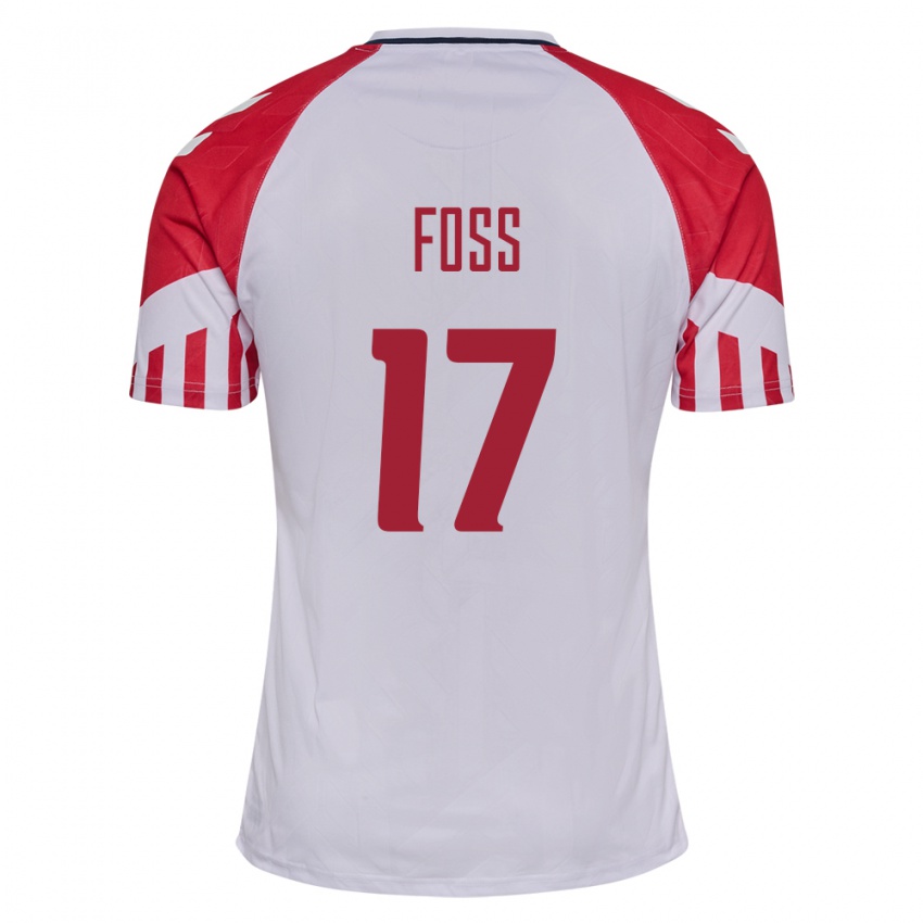 Herren Dänische Jonathan Foss #17 Weiß Auswärtstrikot Trikot 24-26 T-Shirt Belgien