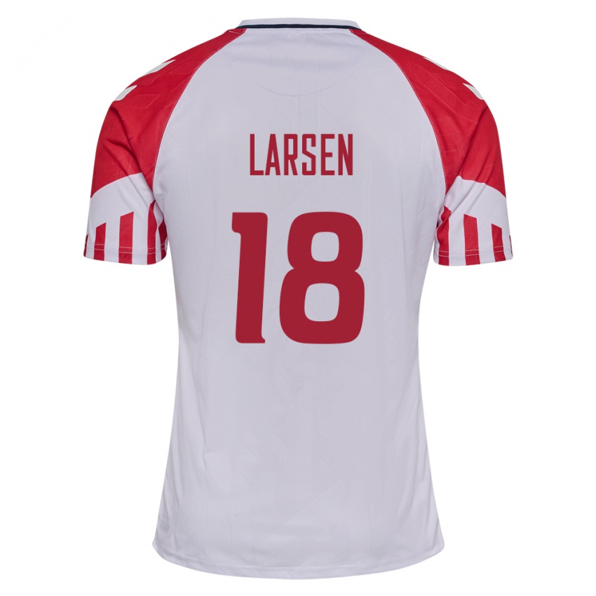 Herren Dänische Lukas Larsen #18 Weiß Auswärtstrikot Trikot 24-26 T-Shirt Belgien