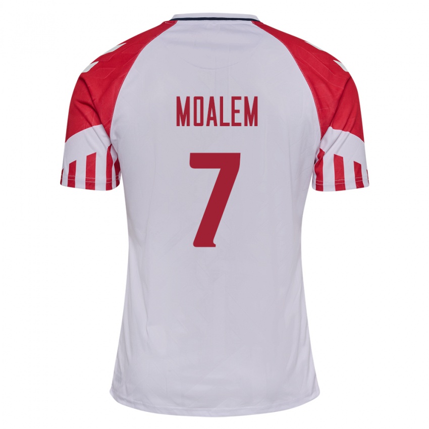 Herren Dänische Jonathan Moalem #7 Weiß Auswärtstrikot Trikot 24-26 T-Shirt Belgien