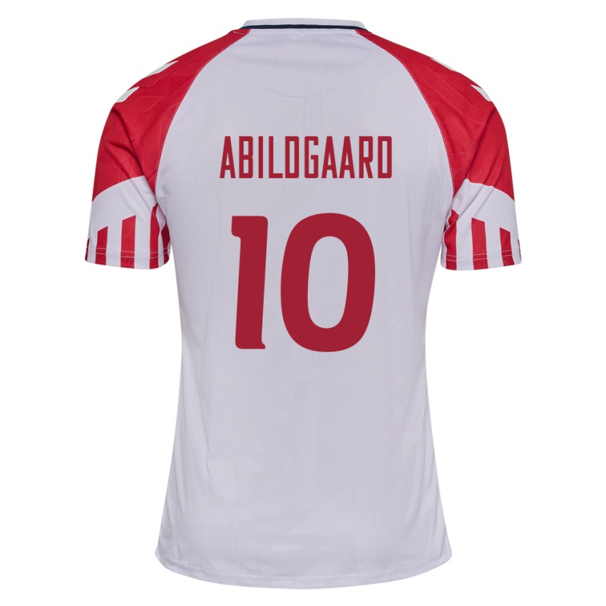 Herren Dänische Lasse Abildgaard #10 Weiß Auswärtstrikot Trikot 24-26 T-Shirt Belgien