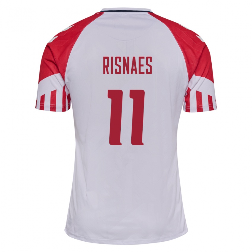 Herren Dänische Roberto Risnaes #11 Weiß Auswärtstrikot Trikot 24-26 T-Shirt Belgien