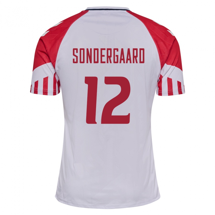 Herren Dänische Philip Söndergaard #12 Weiß Auswärtstrikot Trikot 24-26 T-Shirt Belgien