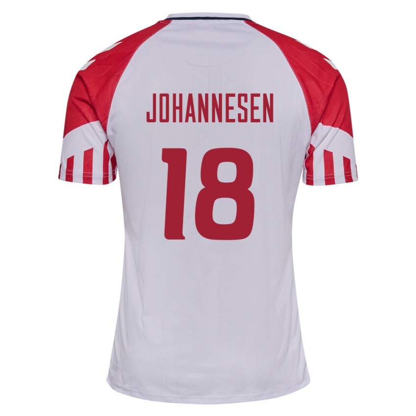 Herren Dänische Sofus Johannesen #18 Weiß Auswärtstrikot Trikot 24-26 T-Shirt Belgien