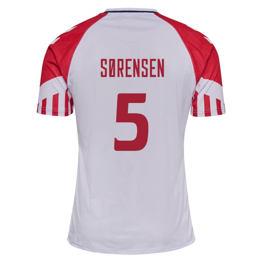 Herren Dänische Simone Boye Sorensen #5 Weiß Auswärtstrikot Trikot 24-26 T-Shirt Belgien