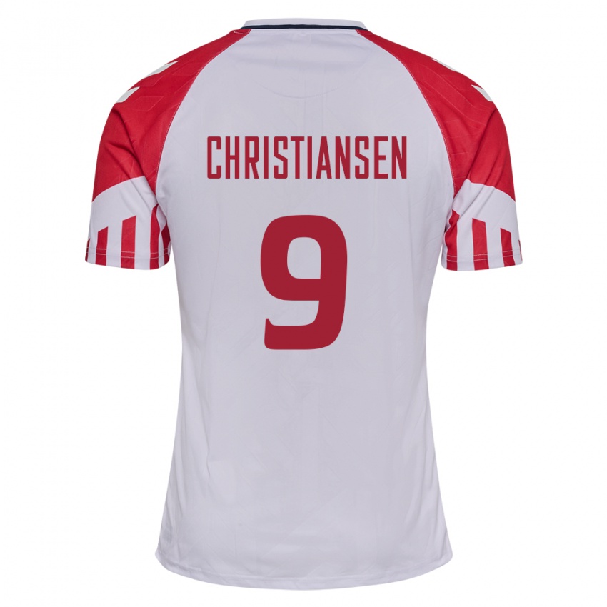 Herren Dänische Nanna Christiansen #9 Weiß Auswärtstrikot Trikot 24-26 T-Shirt Belgien