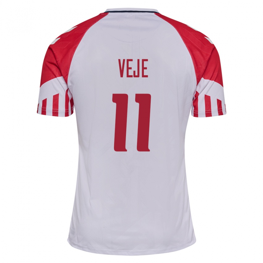 Herren Dänische Katrine Veje #11 Weiß Auswärtstrikot Trikot 24-26 T-Shirt Belgien