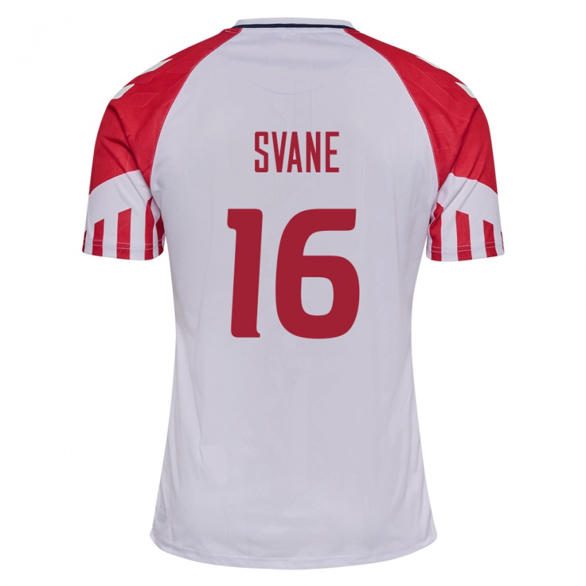 Herren Dänische Katrine Svane #16 Weiß Auswärtstrikot Trikot 24-26 T-Shirt Belgien
