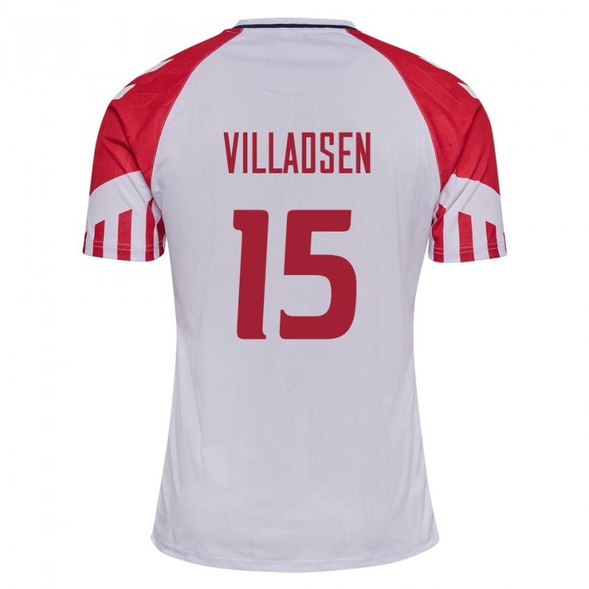 Herren Dänische Oliver Villadsen #15 Weiß Auswärtstrikot Trikot 24-26 T-Shirt Belgien