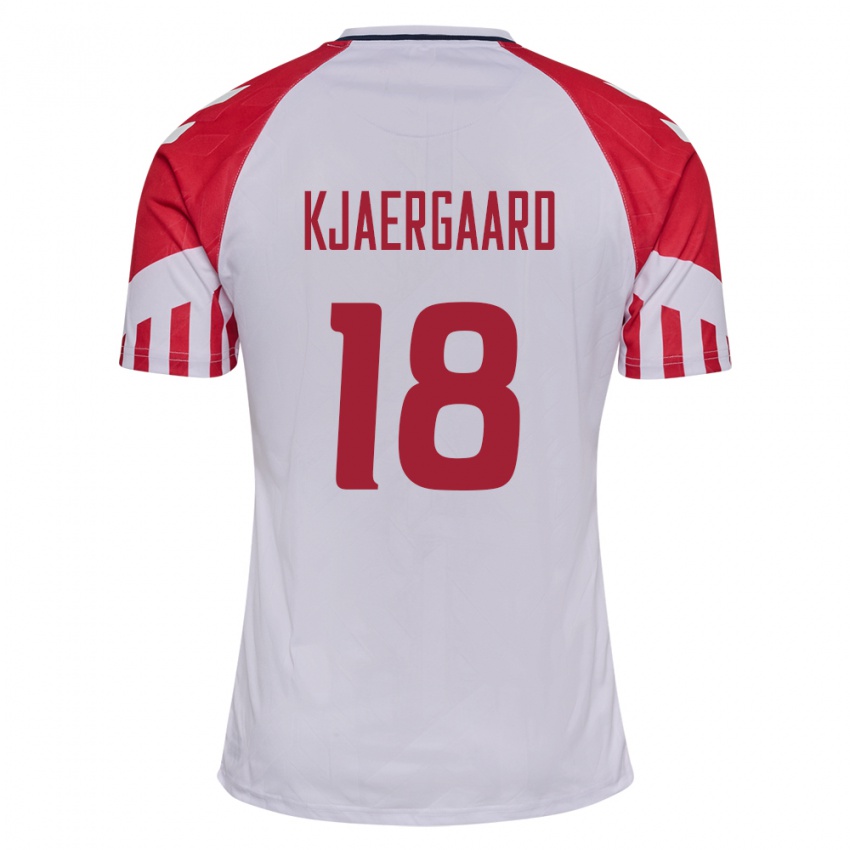 Herren Dänische Maurits Kjaergaard #18 Weiß Auswärtstrikot Trikot 24-26 T-Shirt Belgien