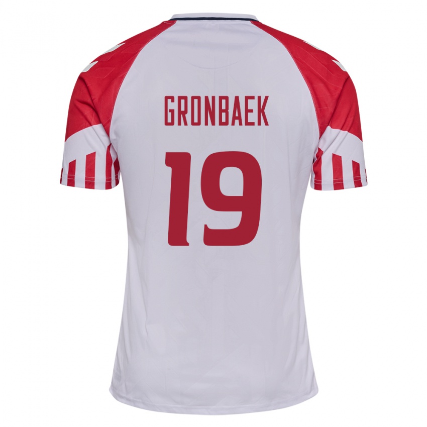 Herren Dänische Albert Gronbaek #19 Weiß Auswärtstrikot Trikot 24-26 T-Shirt Belgien