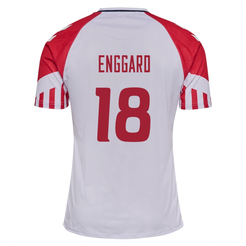 Herren Dänische Mads Enggard #18 Weiß Auswärtstrikot Trikot 24-26 T-Shirt Belgien