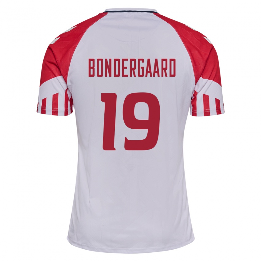 Herren Dänische Asbjorn Bondergaard #19 Weiß Auswärtstrikot Trikot 24-26 T-Shirt Belgien