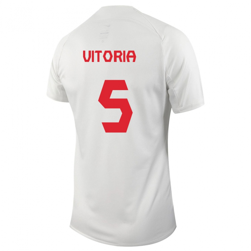 Herren Kanadische Steven Vitoria #5 Weiß Auswärtstrikot Trikot 24-26 T-Shirt Belgien