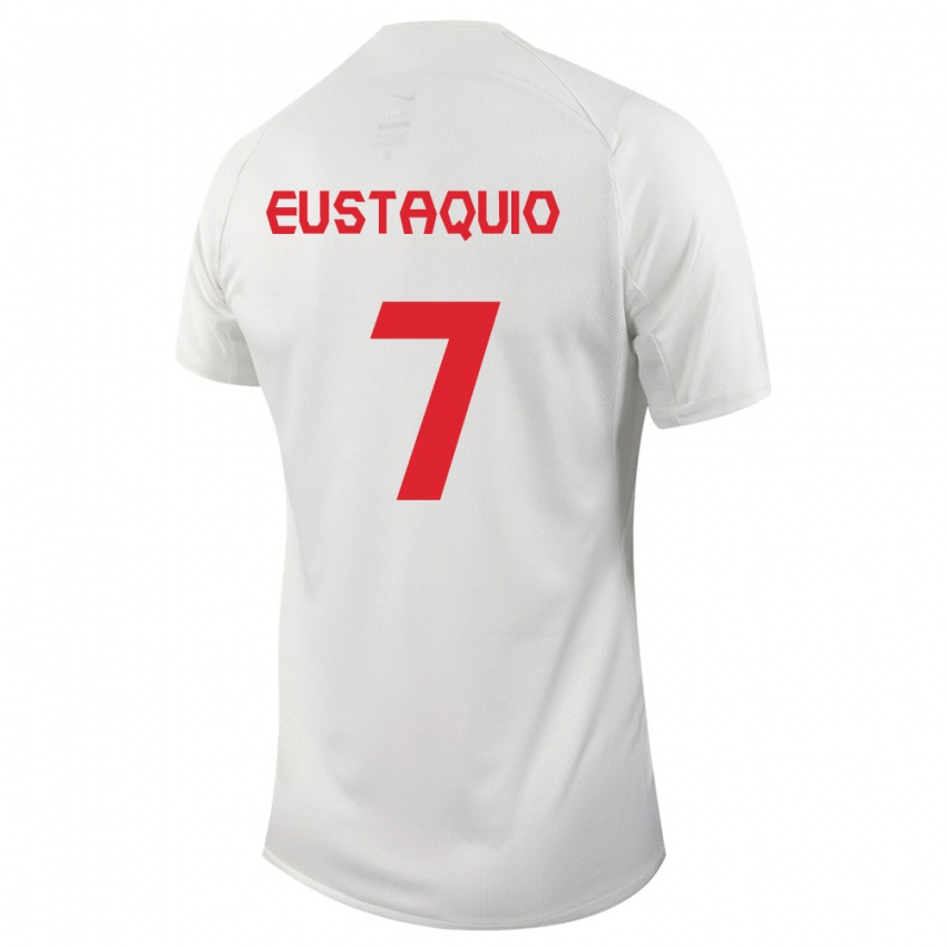 Herren Kanadische Stephen Eustaquio #7 Weiß Auswärtstrikot Trikot 24-26 T-Shirt Belgien