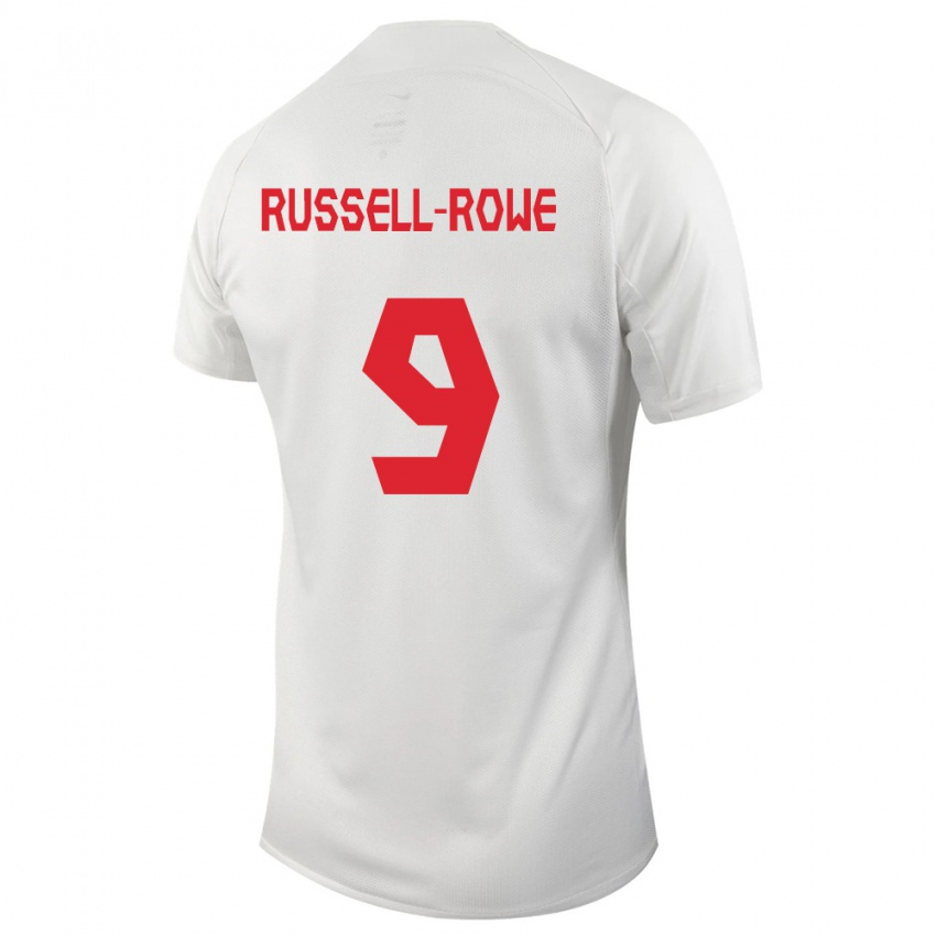 Herren Kanadische Jacen Russell-Rowe #9 Weiß Auswärtstrikot Trikot 24-26 T-Shirt Belgien