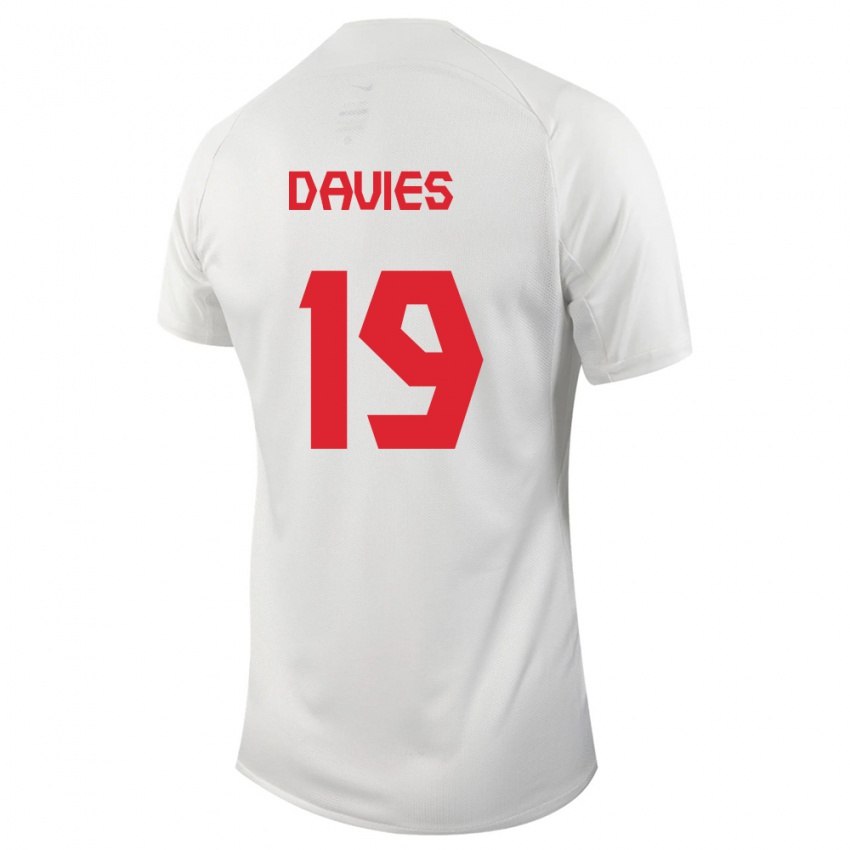 Herren Kanadische Alphonso Davies #19 Weiß Auswärtstrikot Trikot 24-26 T-Shirt Belgien
