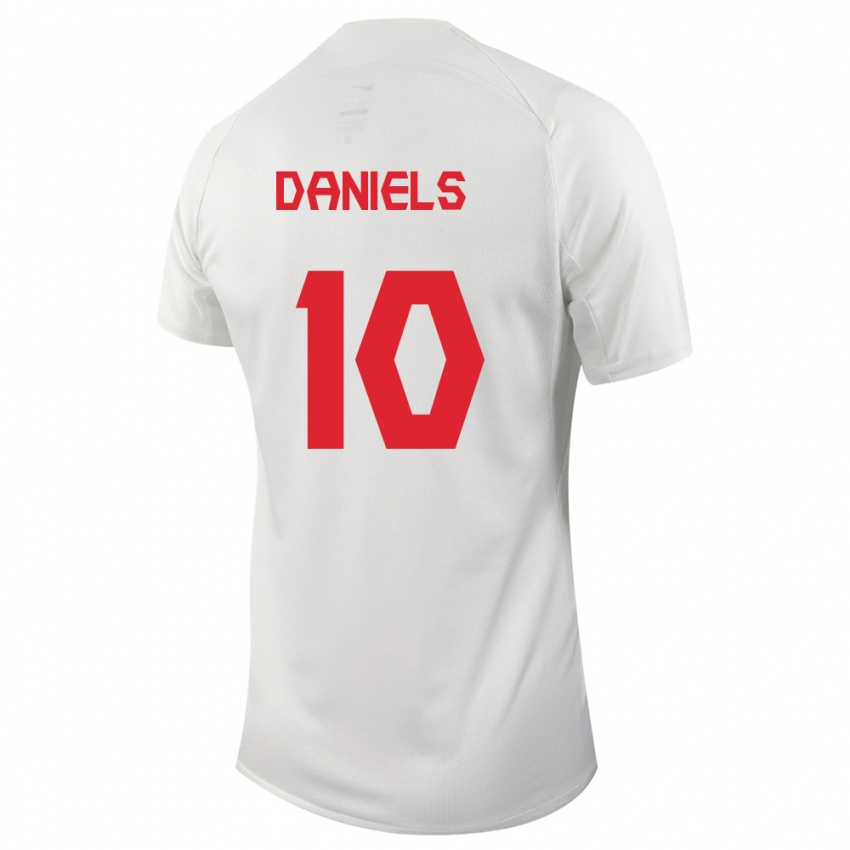 Herren Kanadische Aidan Daniels #10 Weiß Auswärtstrikot Trikot 24-26 T-Shirt Belgien