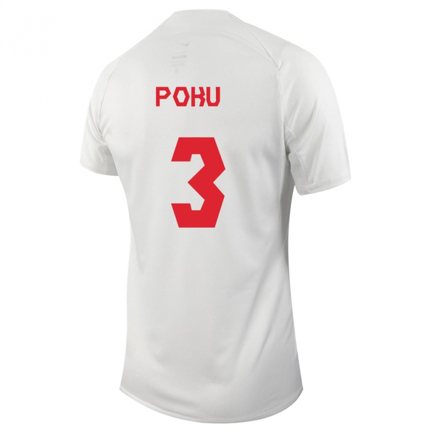 Herren Kanadische Kwasi Poku #3 Weiß Auswärtstrikot Trikot 24-26 T-Shirt Belgien