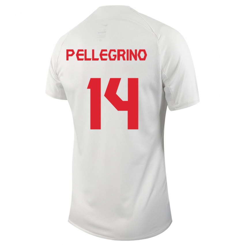 Homme Maillot Canada Gabriel Pellegrino #14 Blanc Tenues Extérieur 24-26 T-Shirt Belgique