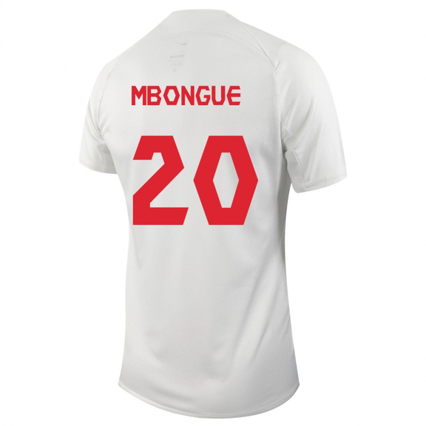 Herren Kanadische Hugo Mbongue #20 Weiß Auswärtstrikot Trikot 24-26 T-Shirt Belgien