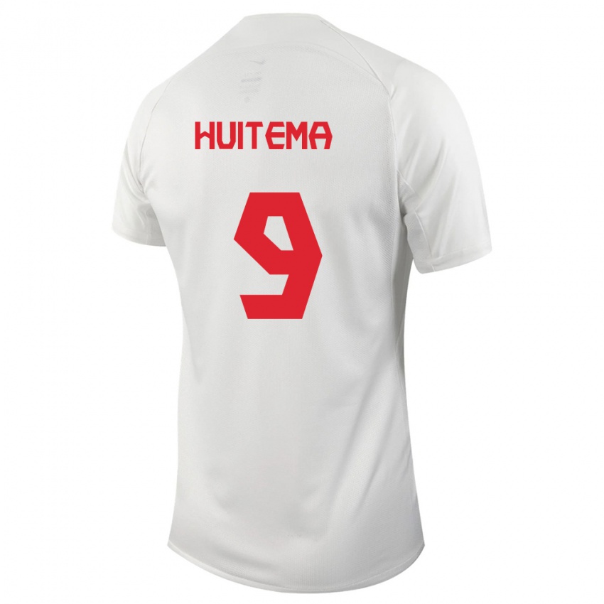Herren Kanadische Jordyn Huitema #9 Weiß Auswärtstrikot Trikot 24-26 T-Shirt Belgien