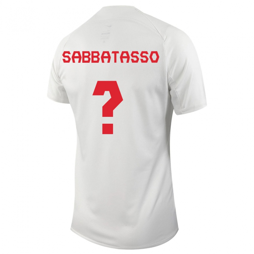 Homme Maillot Canada Jeronimo Sabbatasso #0 Blanc Tenues Extérieur 24-26 T-Shirt Belgique