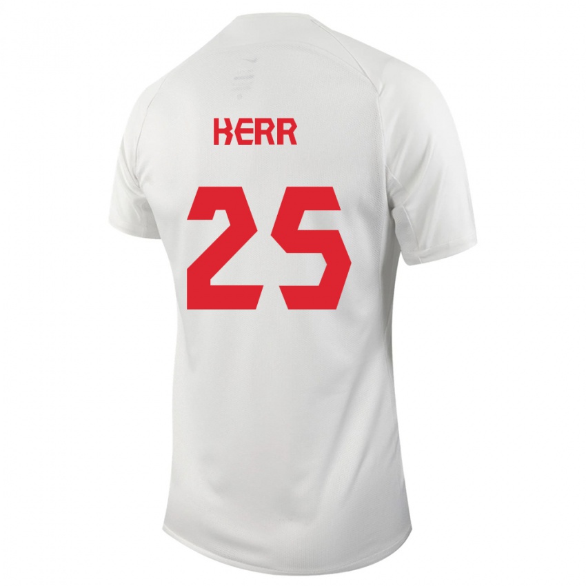 Herren Kanadische Devon Kerr #25 Weiß Auswärtstrikot Trikot 24-26 T-Shirt Belgien