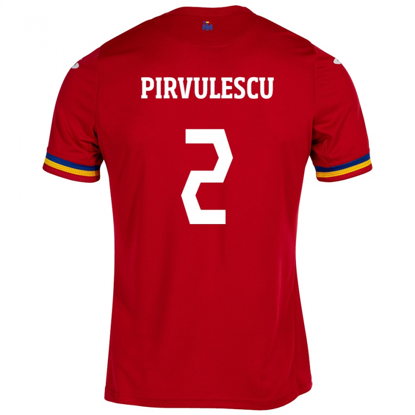 Herren Rumänische Sergiu Pîrvulescu #2 Rot Auswärtstrikot Trikot 24-26 T-Shirt Belgien