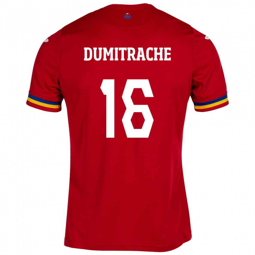 Heren Roemenië Valentin Dumitrache #16 Rood Uitshirt Uittenue 24-26 T-Shirt België
