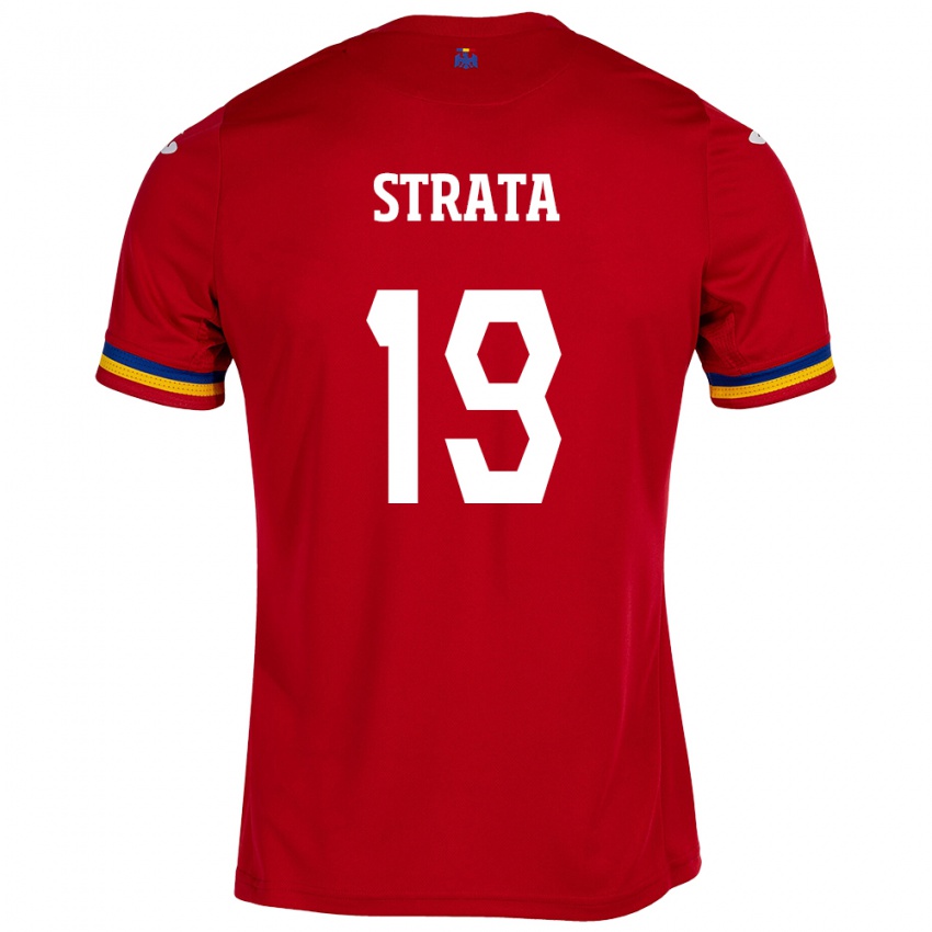 Heren Roemenië Tony Strata #19 Rood Uitshirt Uittenue 24-26 T-Shirt België